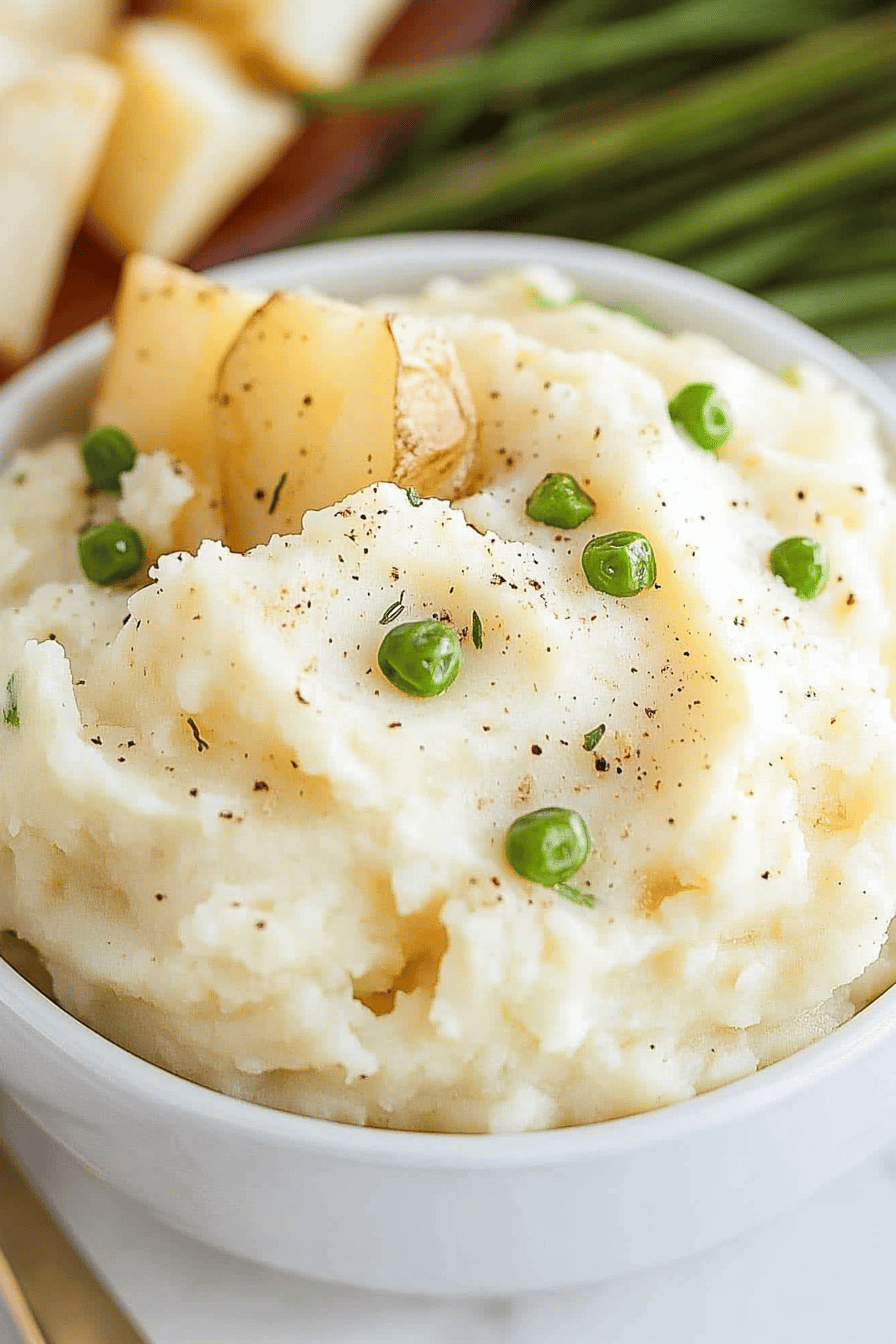 Cream Cheese Mashed Potatoes slice on plate showing perfect texture and swirl pattern