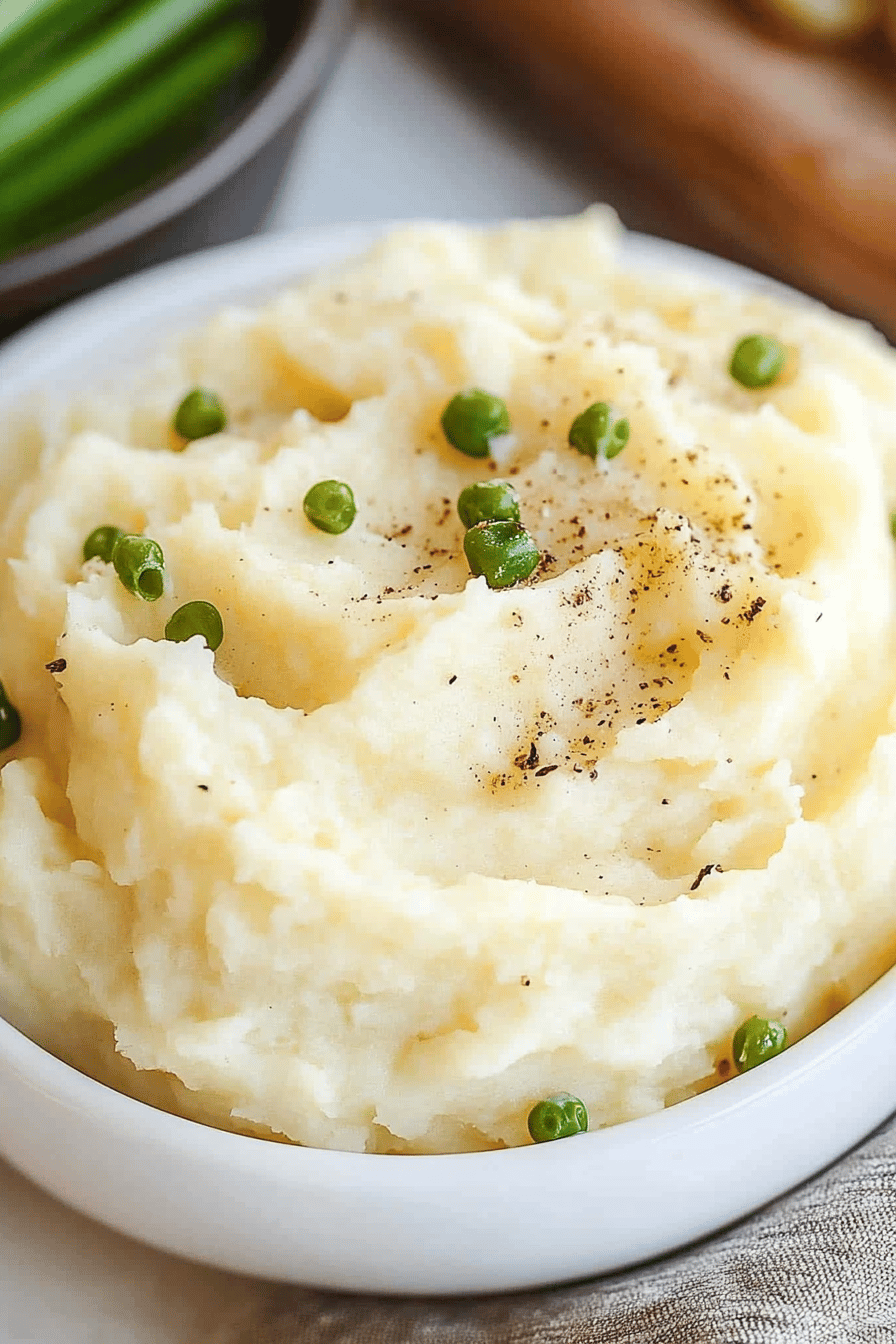 Cream Cheese Mashed Potatoes final dish beautifully presented and ready to serve