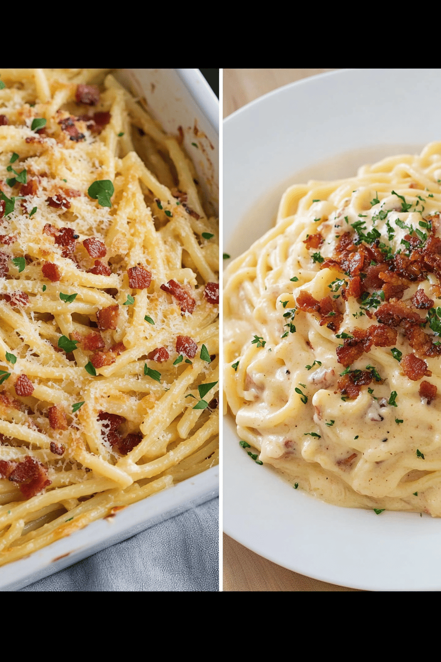 Creamy Bacon Pasta slice on plate showing perfect texture and swirl pattern