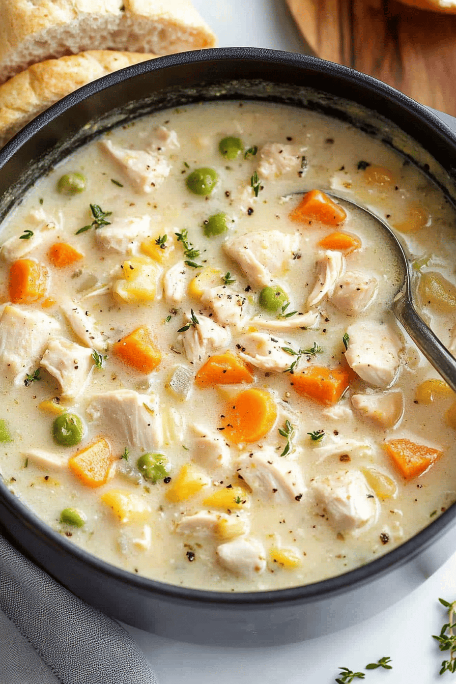 Creamy Chicken Soup final dish beautifully presented and ready to serve