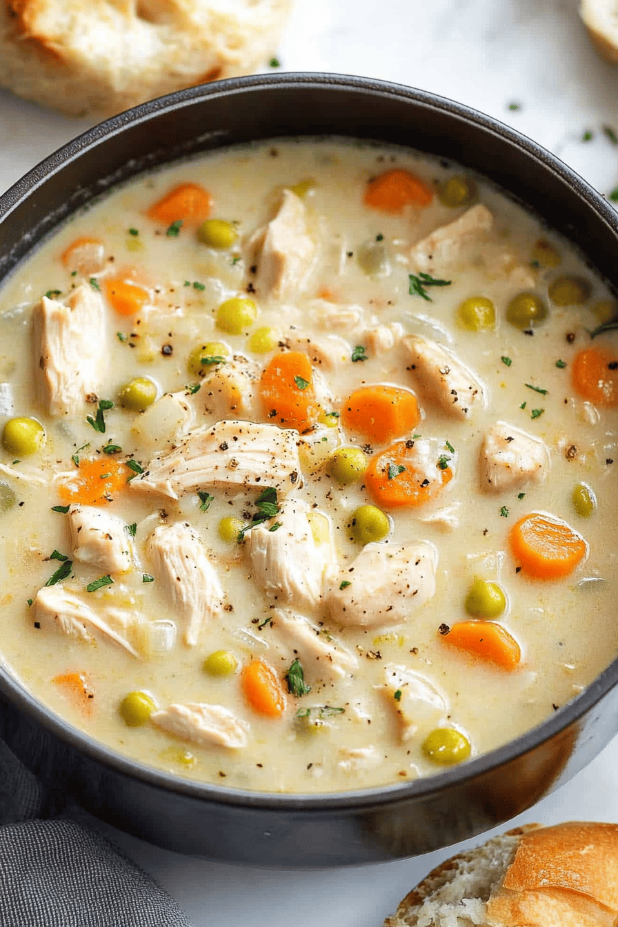 Creamy Chicken Soup ingredients organized and measured on kitchen counter