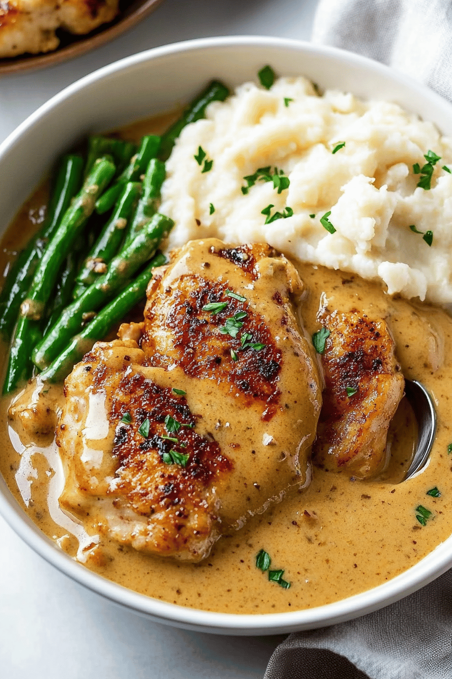 Creamy Garlic Chicken final dish beautifully presented and ready to serve