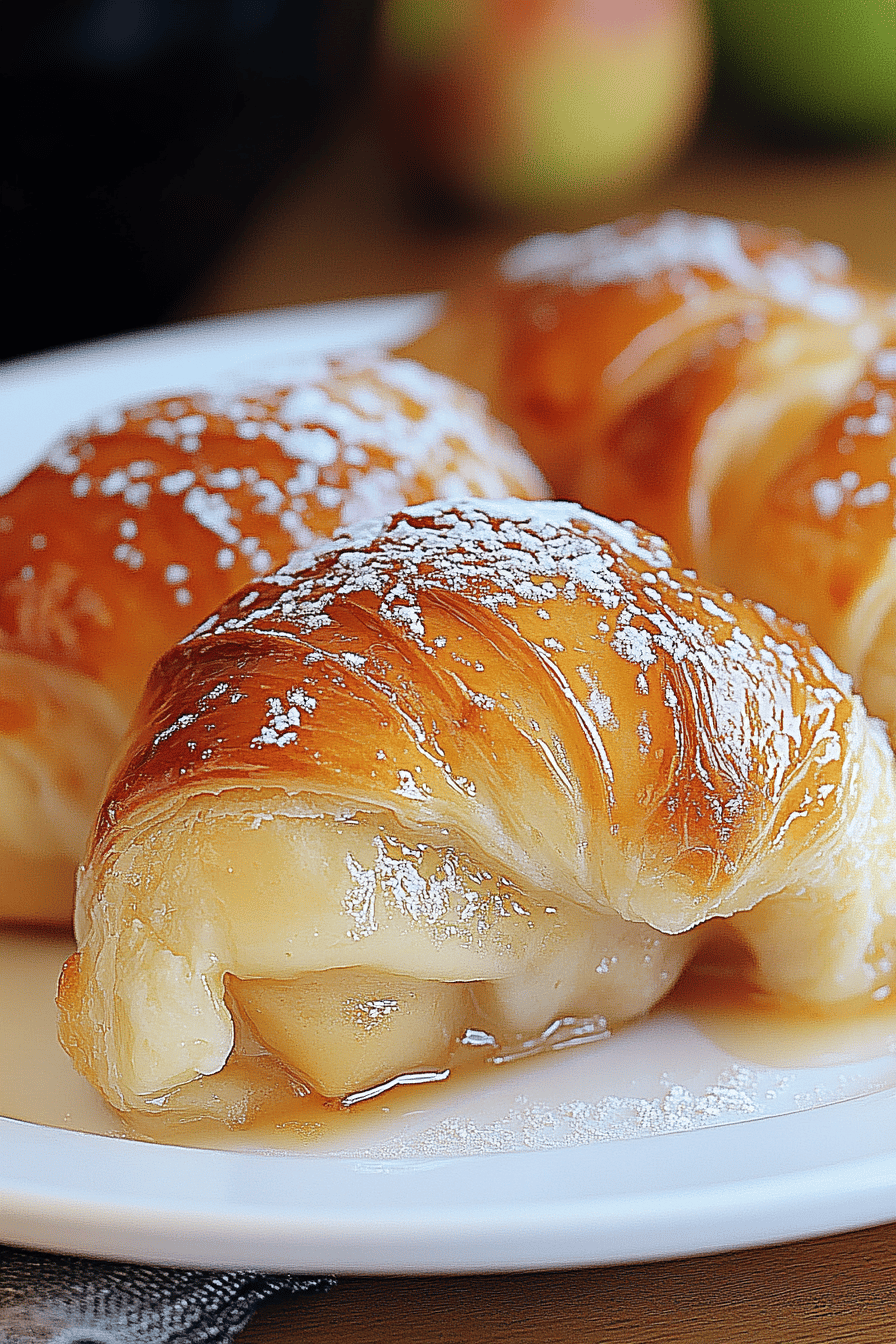Crescent Roll Apple Dumplings slice on plate showing perfect texture and swirl pattern