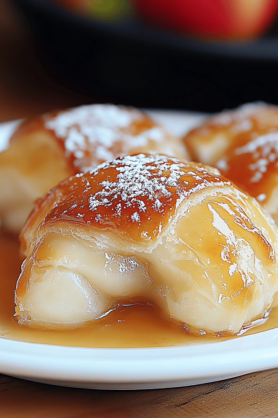 Crescent Roll Apple Dumplings final dish beautifully presented and ready to serve