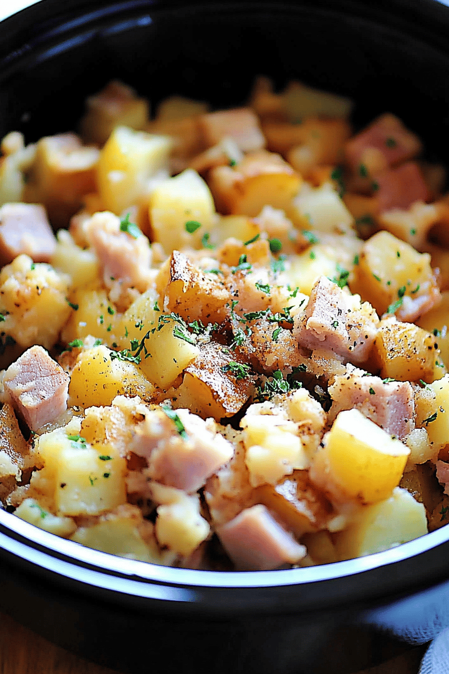 Crockpot Ham and Potato Casserole ingredients organized and measured on kitchen counter