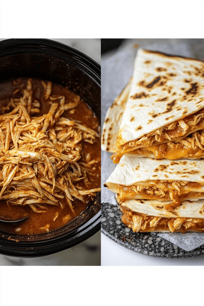 Crockpot Queso Chicken Quesadillas