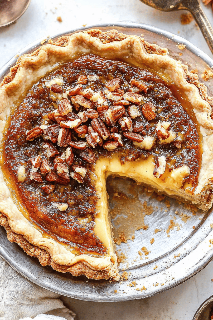 Custard Pie Recipe ingredients organized and measured on kitchen counter