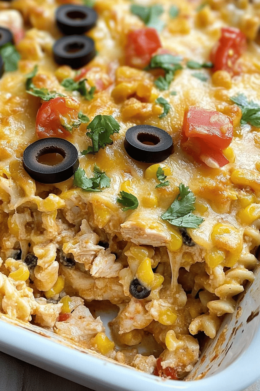 Fiesta Chicken Casserole final dish beautifully presented and ready to serve