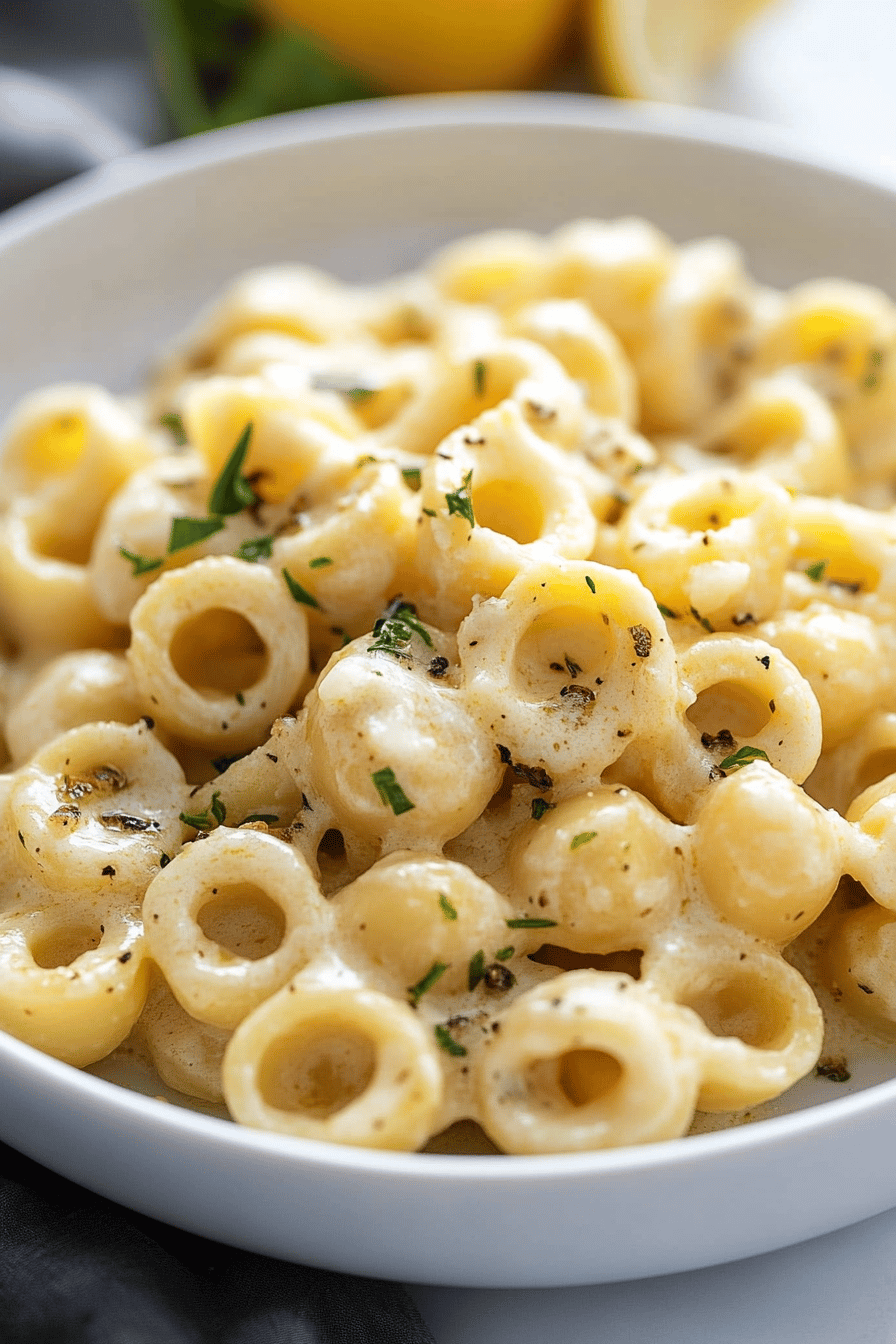 Garlic Butter Pasta ingredients organized and measured on kitchen counter