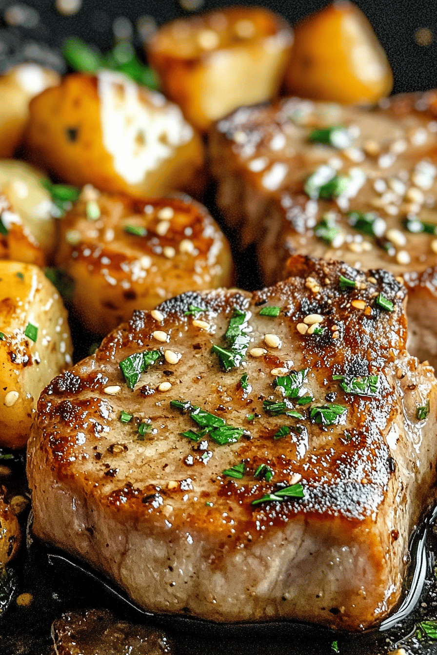 Garlic Butter Pork Chops final dish beautifully presented and ready to serve