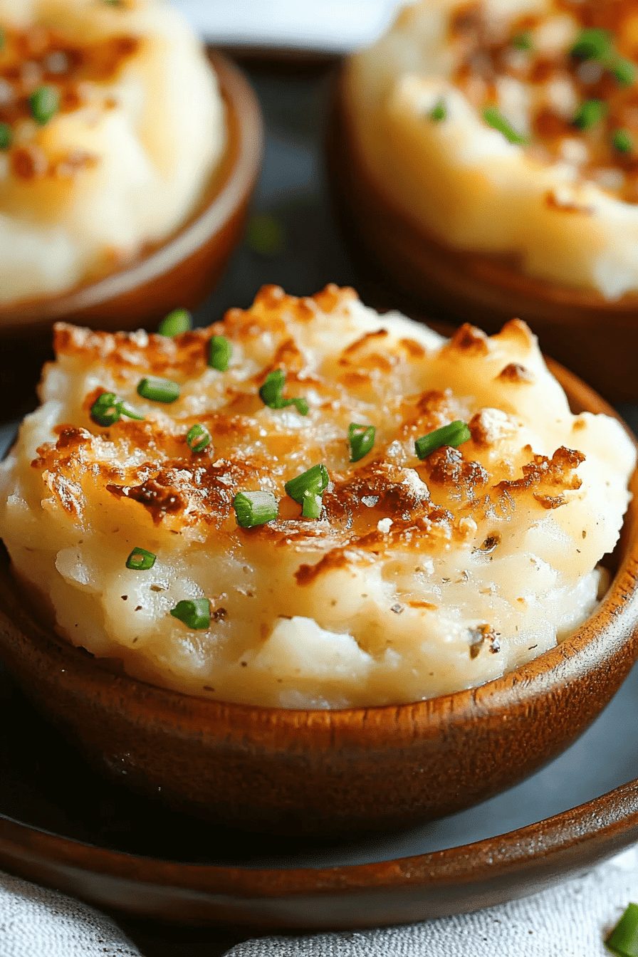 Garlic Parmesan Mashed Potatoes slice on plate showing perfect texture and swirl pattern