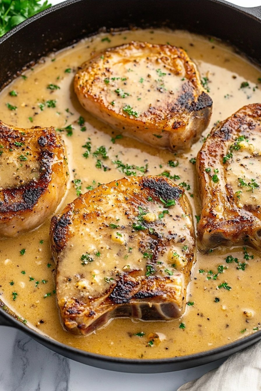 Garlic Parmesan Pork Chops ingredients organized and measured on kitchen counter
