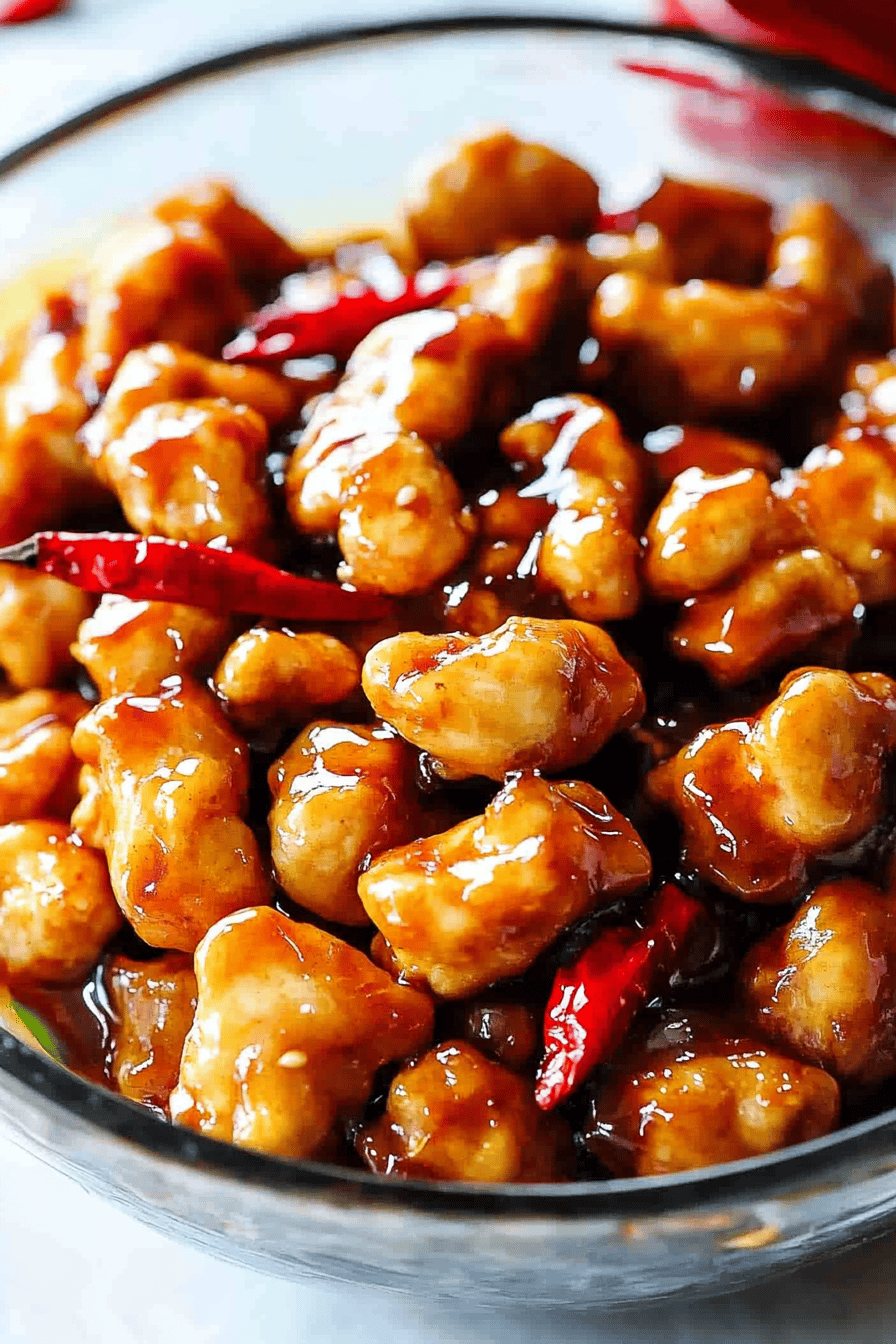 General Tso's Chicken final dish beautifully presented and ready to serve