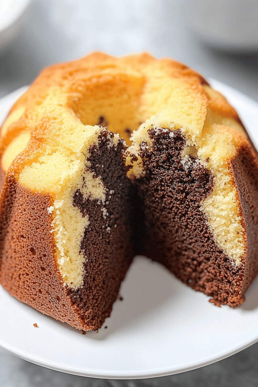 Gluten-Free Marble Bundt Cake final dish beautifully presented and ready to serve