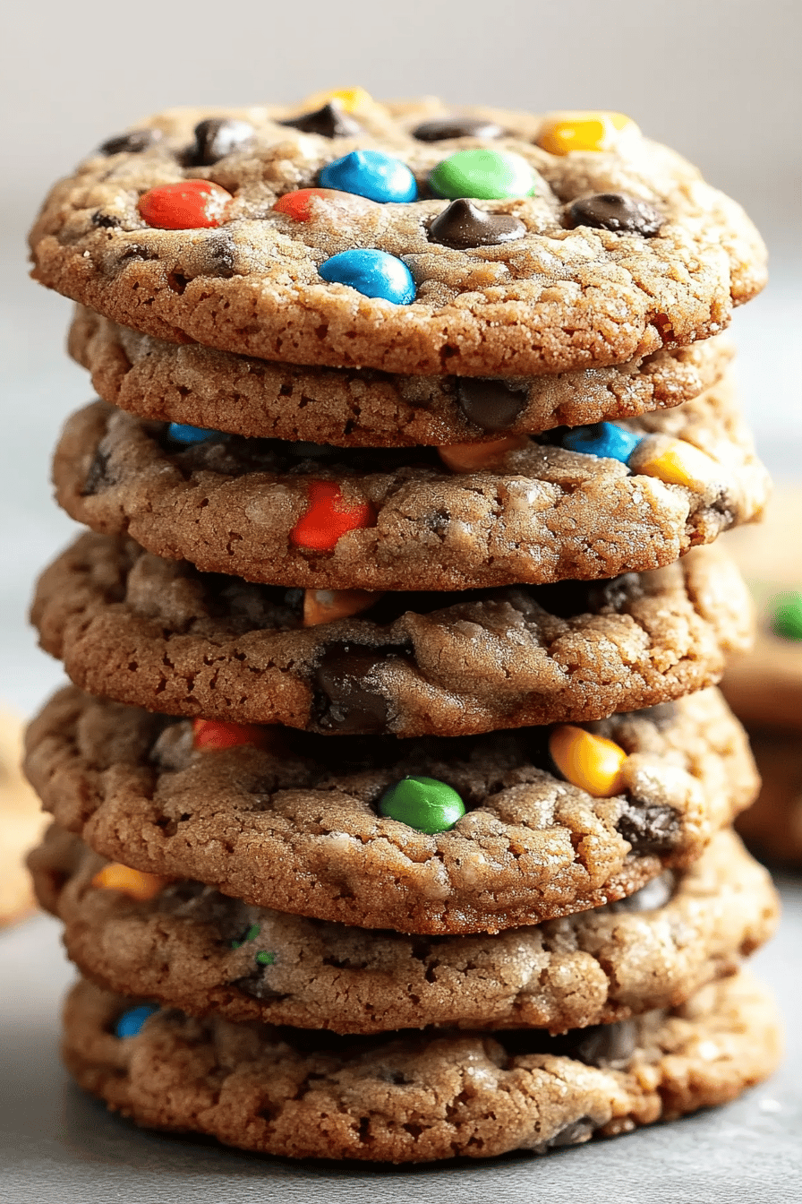 Gluten-Free Monster Cookies final dish beautifully presented and ready to serve