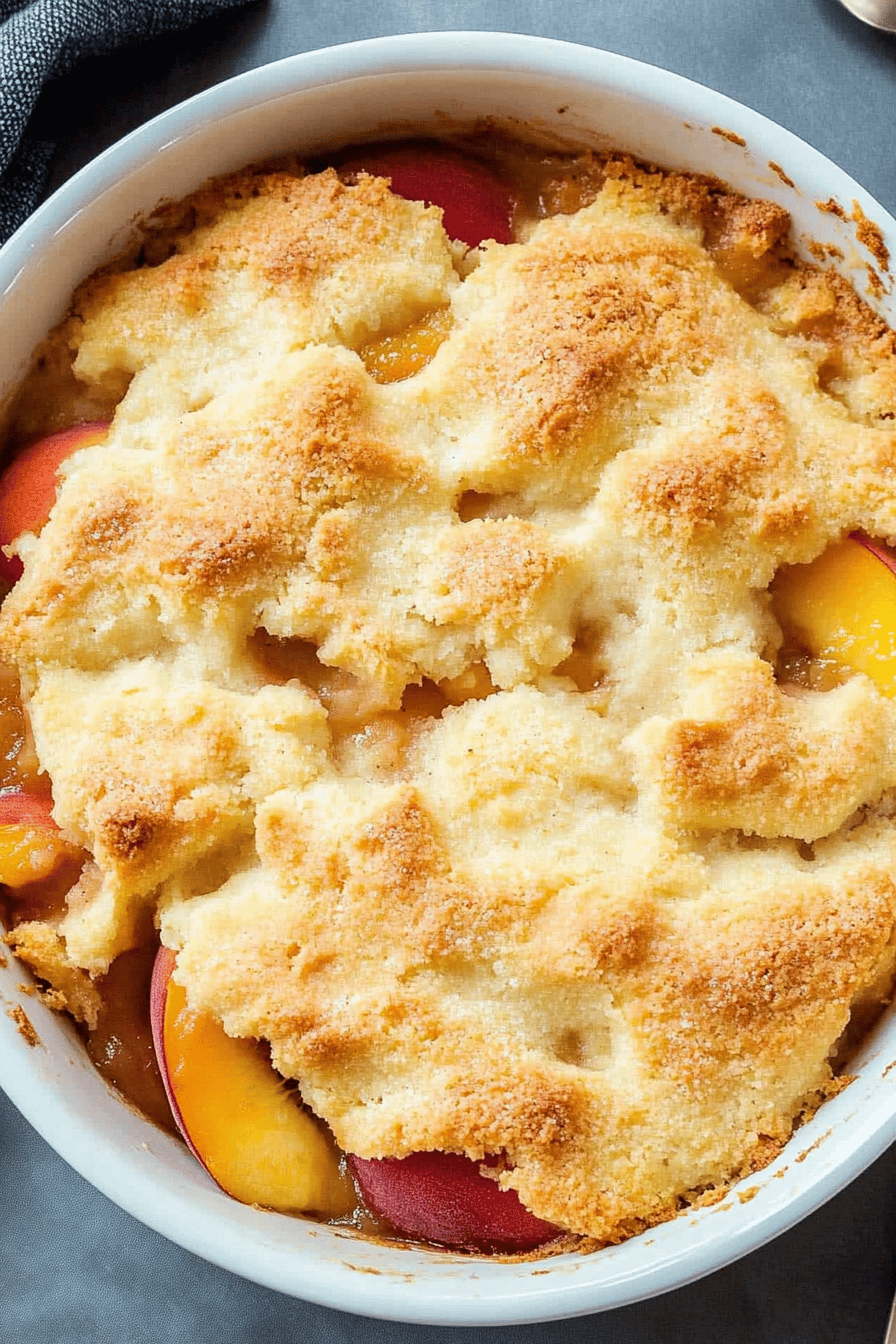Gluten-Free Peach Cobbler final dish beautifully presented and ready to serve