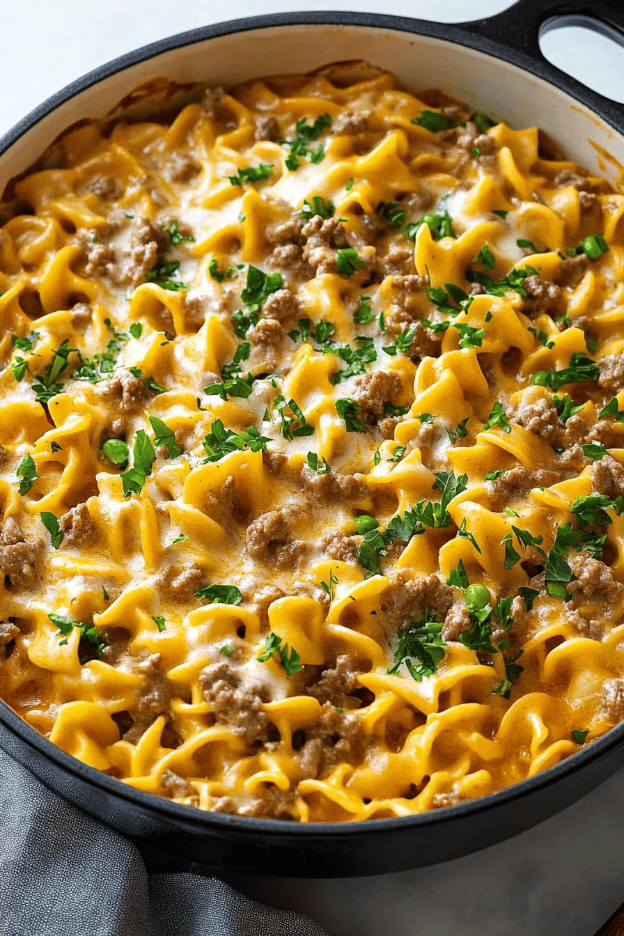 Ground Beef Stroganoff Casserole final dish beautifully presented and ready to serve