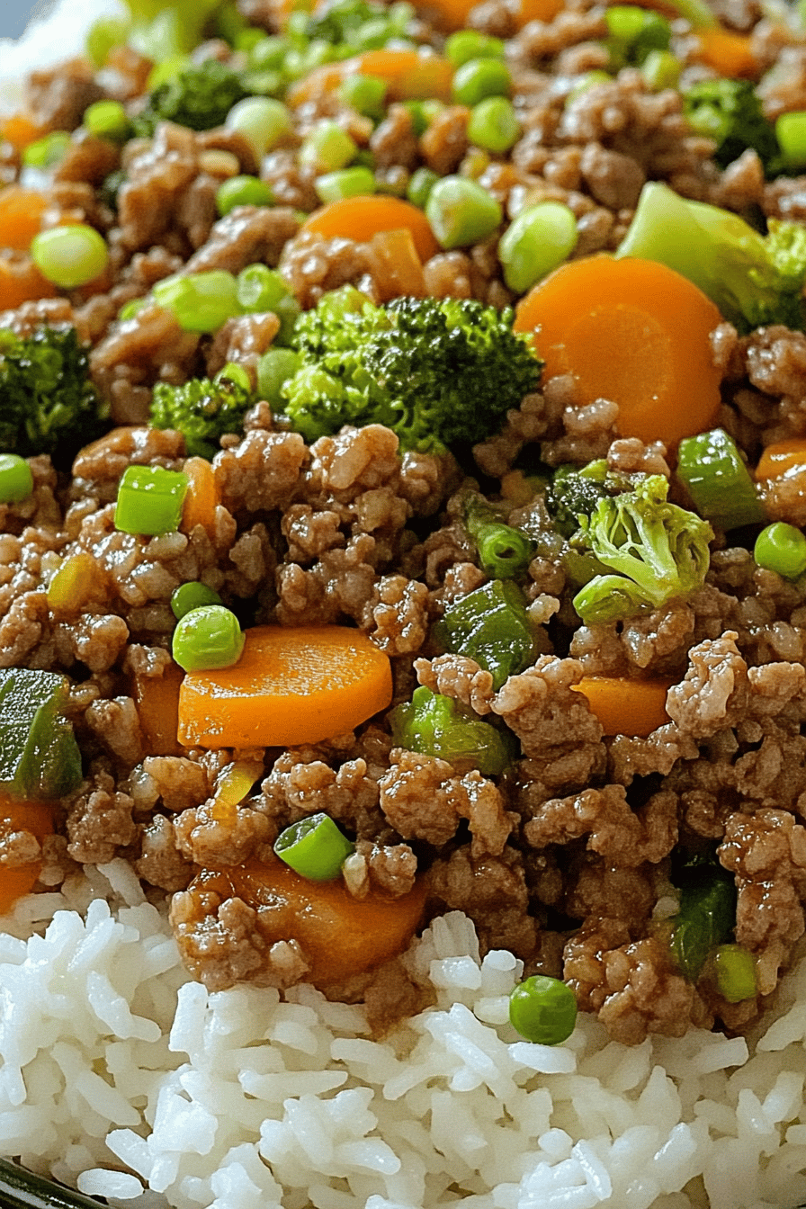 Ground Beef Teriyaki Rice Bowls ingredients organized and measured on kitchen counter
