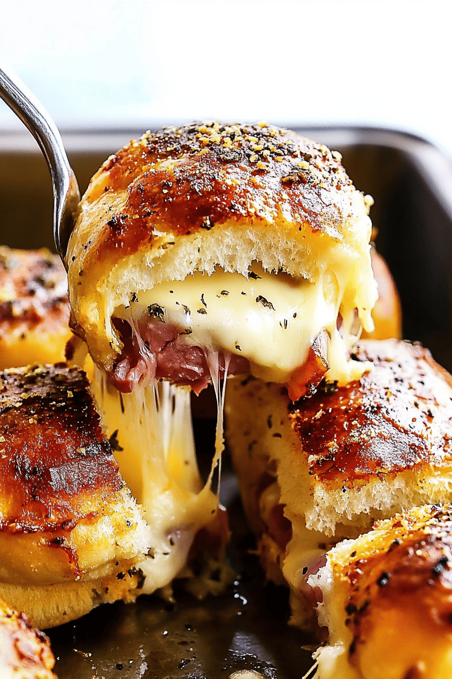 Ham and Cheese Sliders slice on plate showing perfect texture and swirl pattern