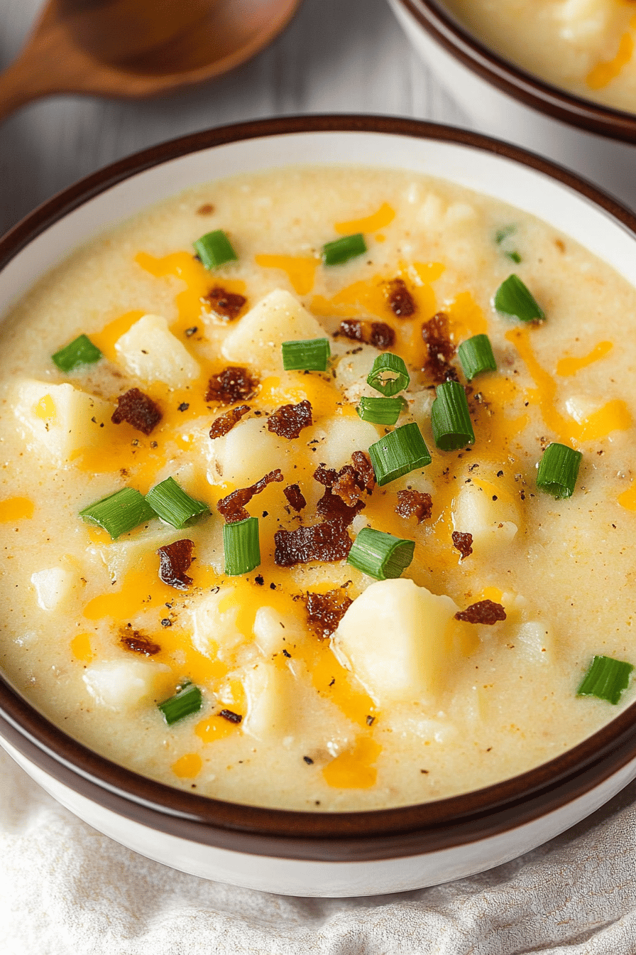 Hash Brown Potato Soup final dish beautifully presented and ready to serve