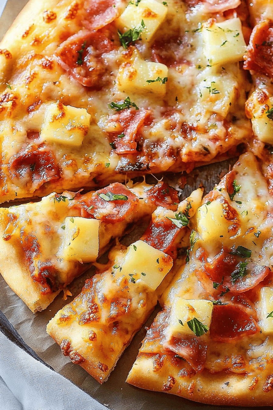 Hawaiian Pizza Recipe final dish beautifully presented and ready to serve