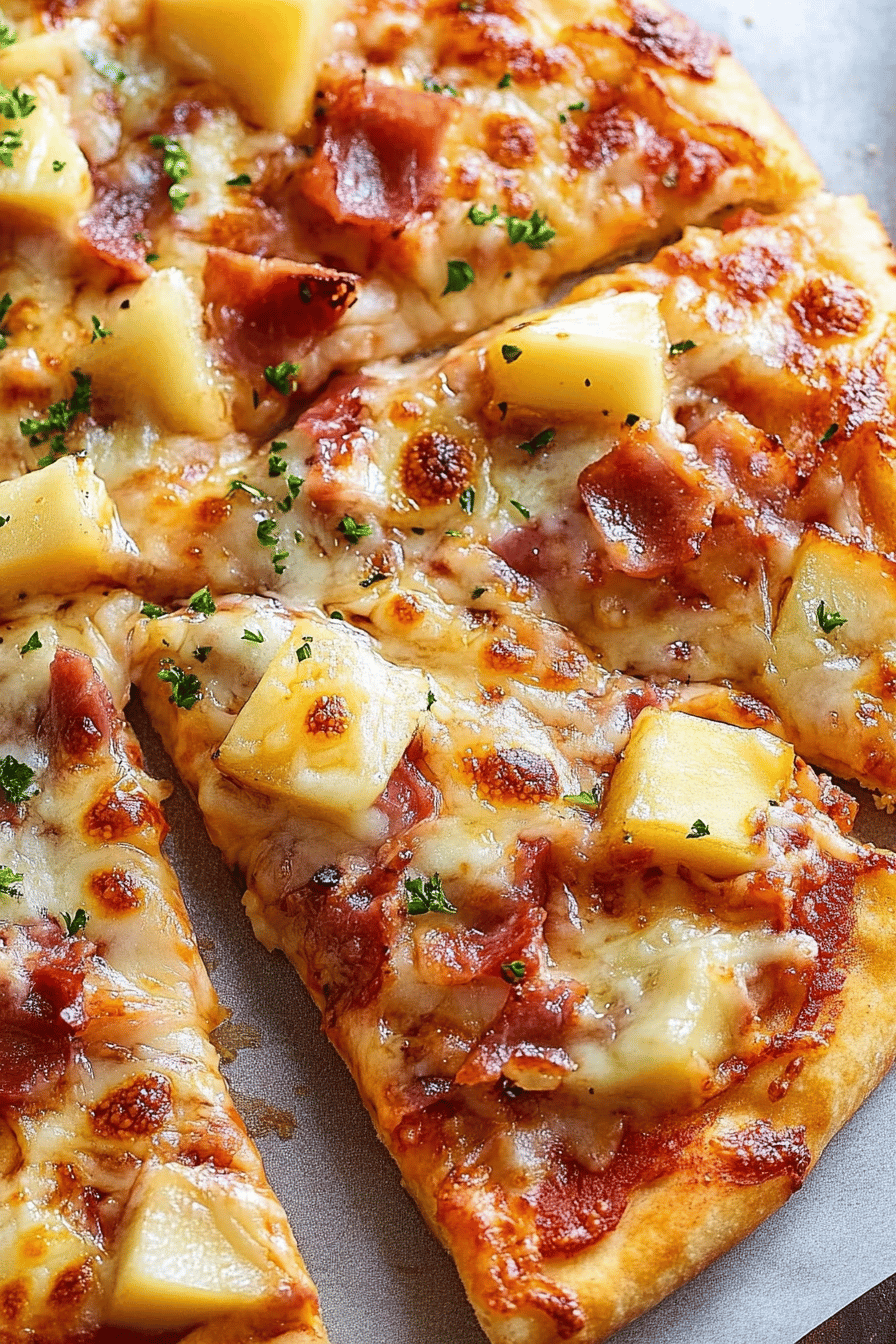 Hawaiian Pizza Recipe ingredients organized and measured on kitchen counter