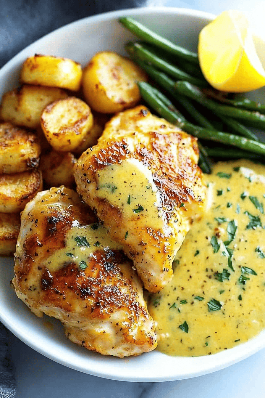 Honey Mustard Chicken ingredients organized and measured on kitchen counter
