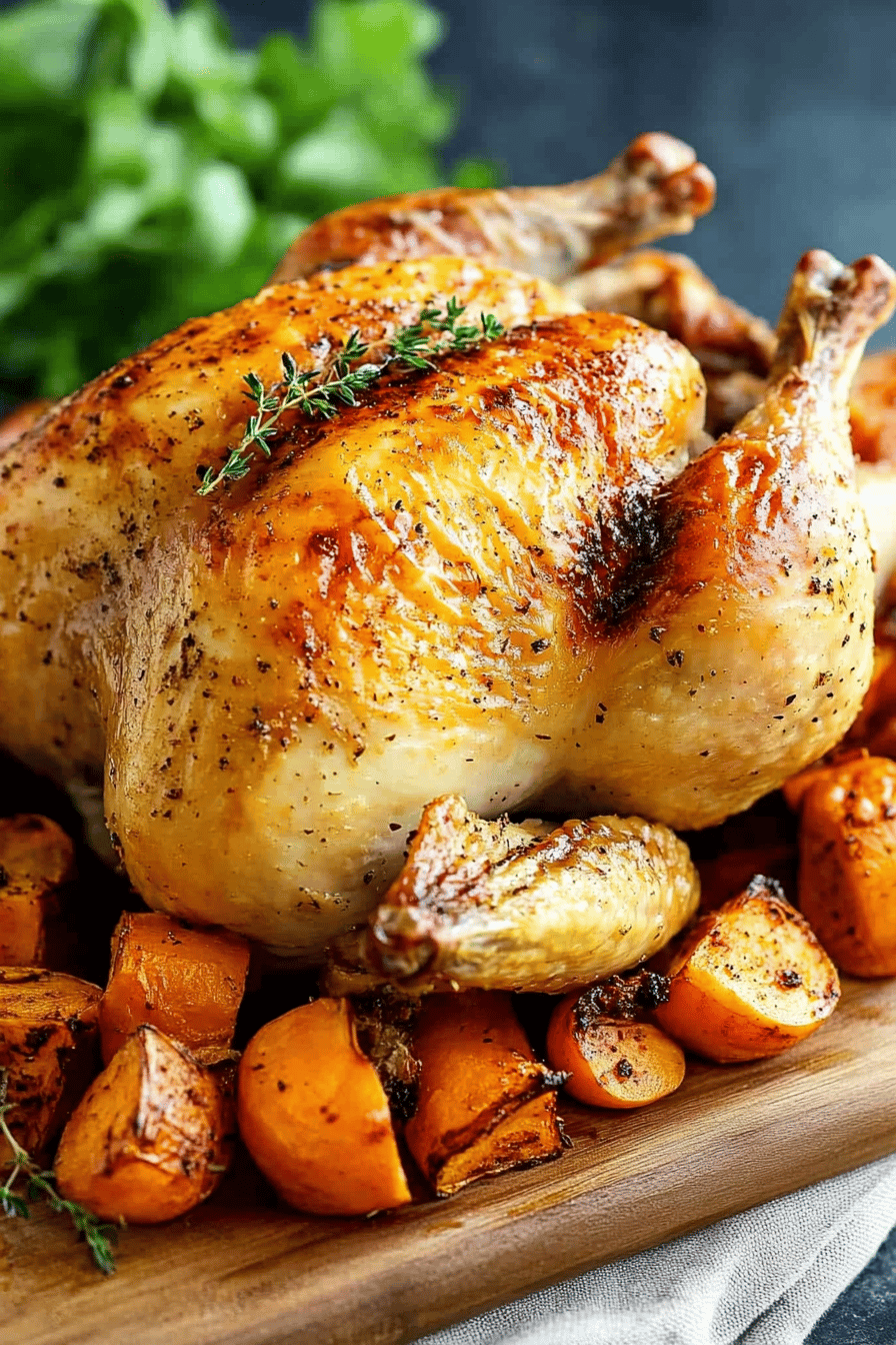 Ina Garten's Roast Chicken final dish beautifully presented and ready to serve