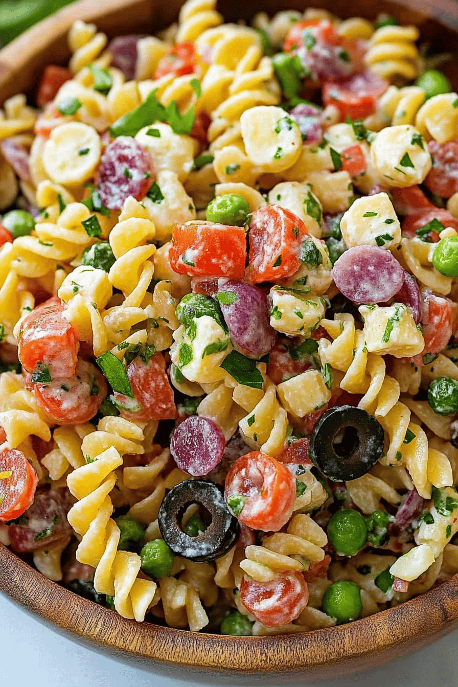 Italian Pasta Salad final dish beautifully presented and ready to serve