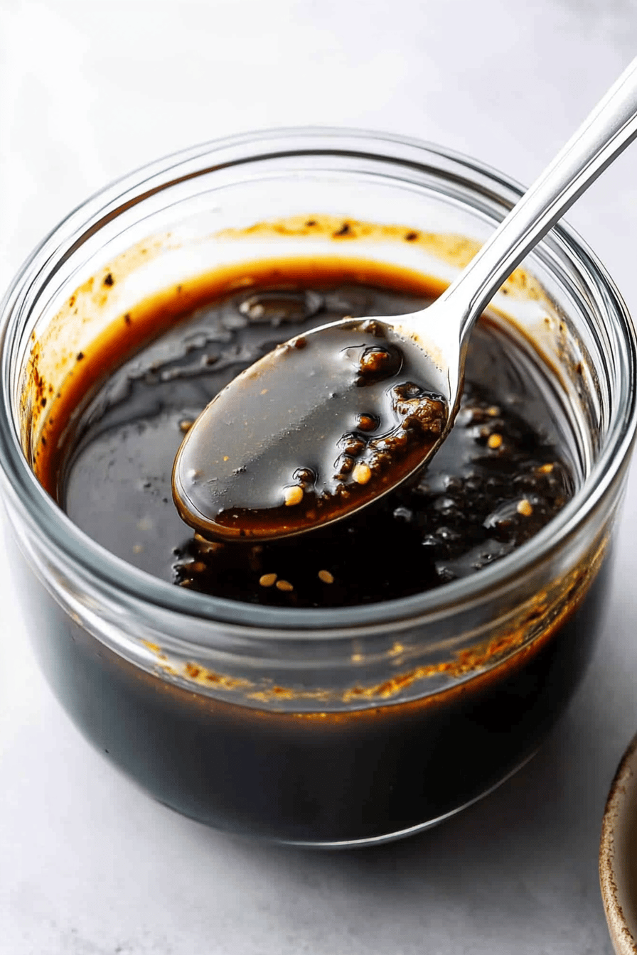 Korean BBQ Sauce Recipe slice on plate showing perfect texture and swirl pattern