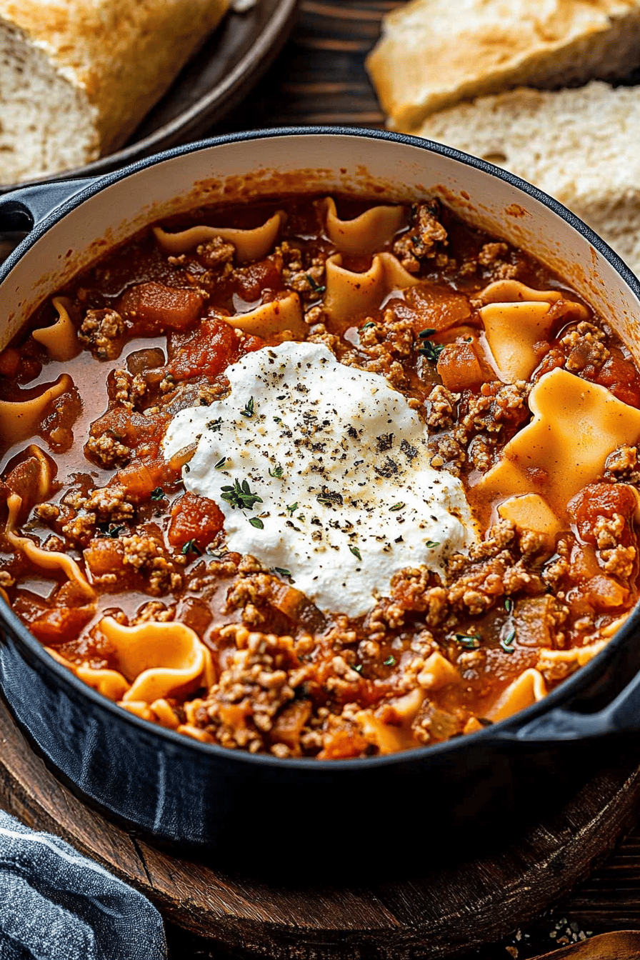Lasagna Soup Recipe ingredients organized and measured on kitchen counter
