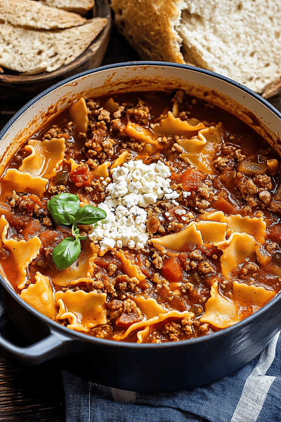 Lasagna Soup Recipe final dish beautifully presented and ready to serve