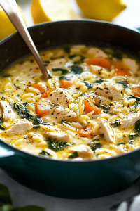 Lemon Chicken Orzo Soup