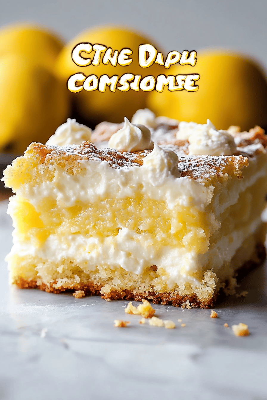 Lemon Cream Cheese Dump Cake final dish beautifully presented and ready to serve
