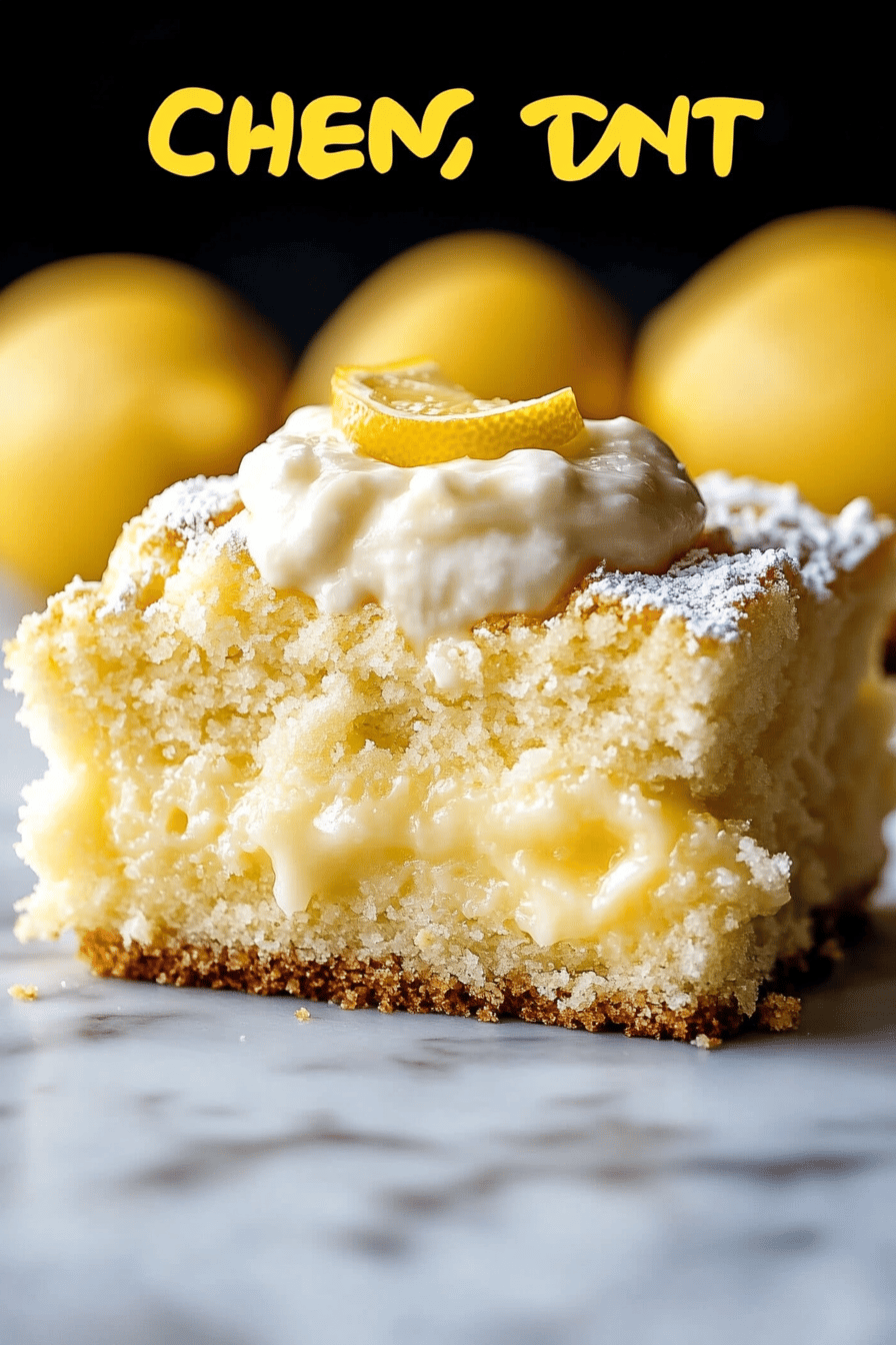 Lemon Dump Cake Recipe final dish beautifully presented and ready to serve