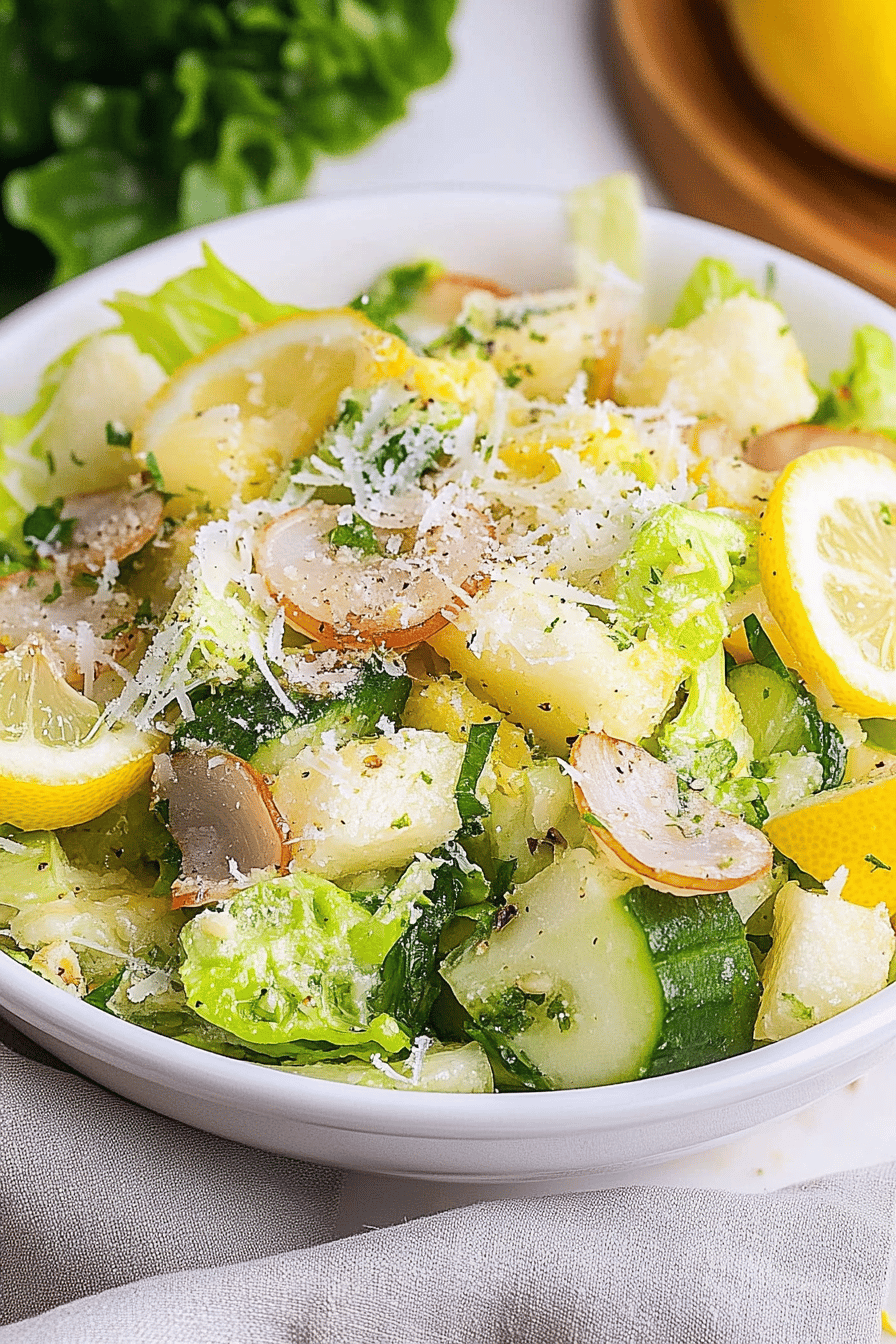 Lemon Parmesan Salad ingredients organized and measured on kitchen counter