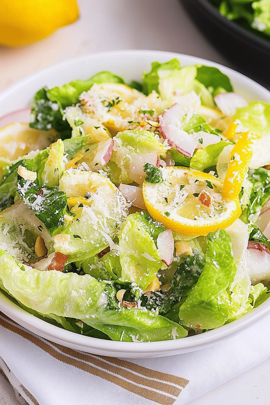 Lemon Parmesan Salad final dish beautifully presented and ready to serve
