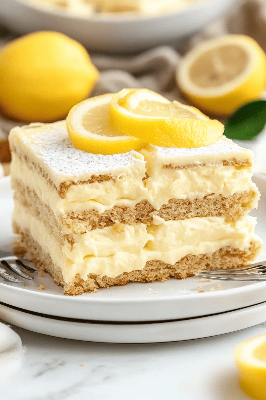 Lemon Éclair Cake final dish beautifully presented and ready to serve