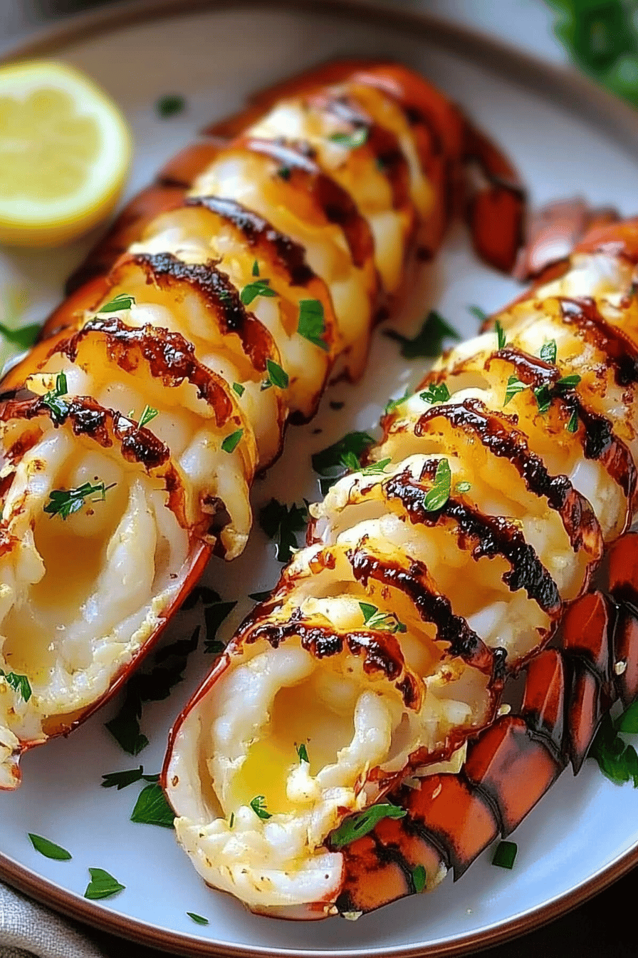 Luxurious Lobster Tails Recipe slice on plate showing perfect texture and swirl pattern