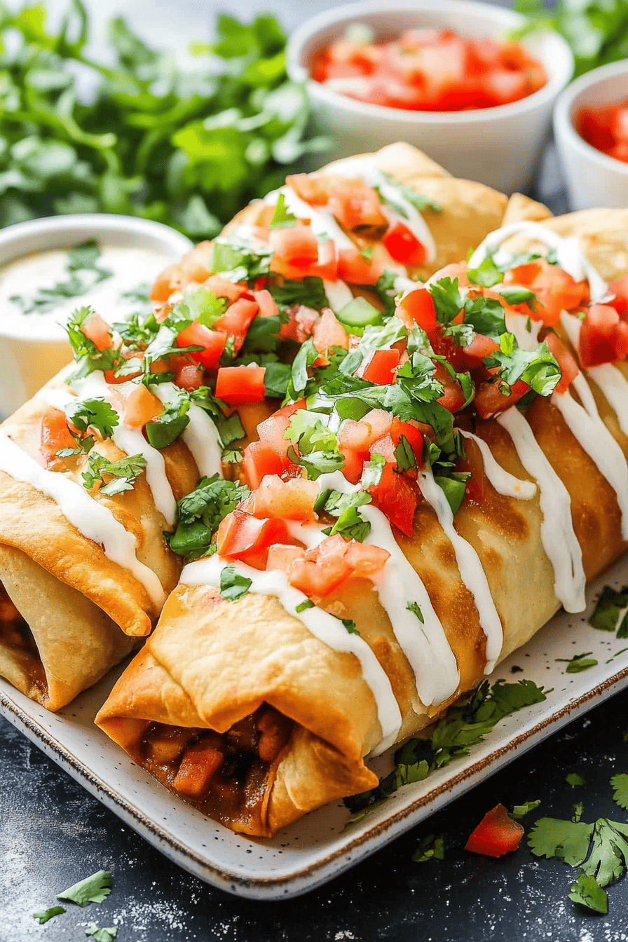 Make Chimichangas slice on plate showing perfect texture and swirl pattern