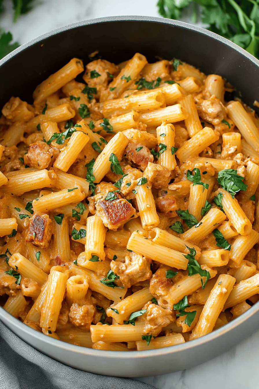 Marry Me Chicken Pasta final dish beautifully presented and ready to serve