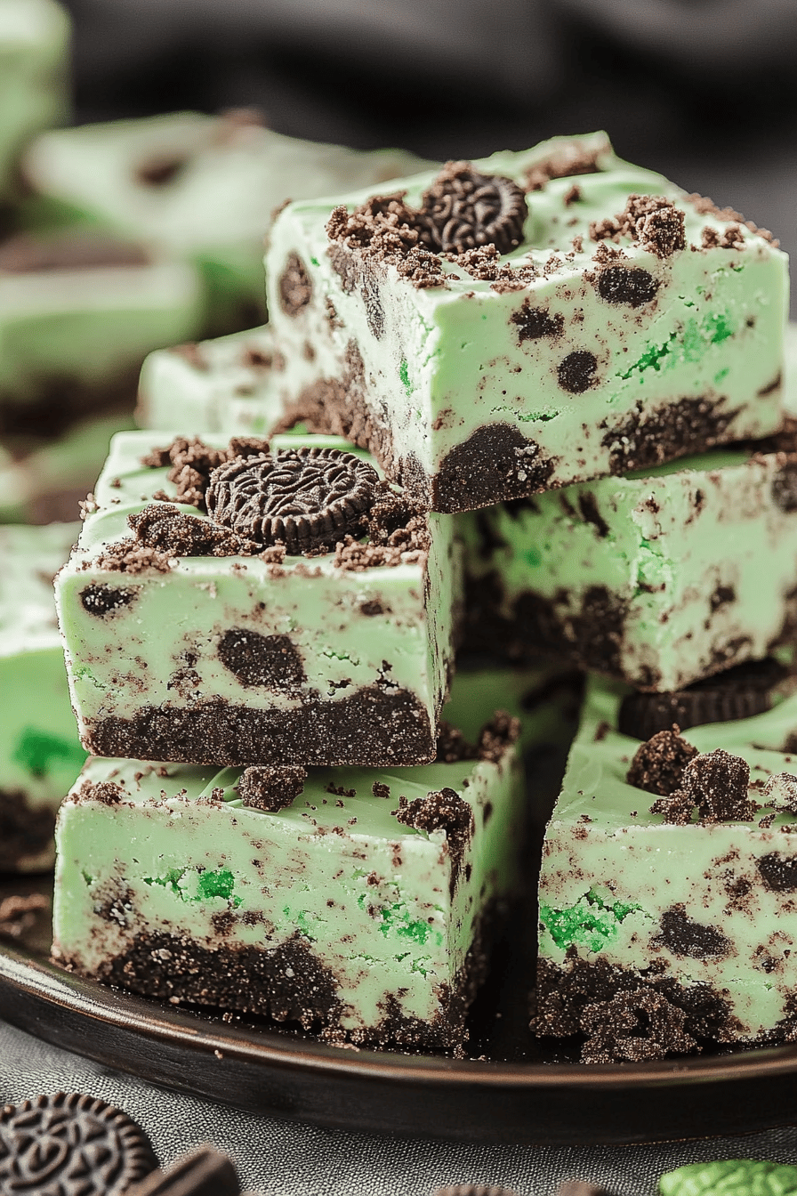 Mint Oreo Fudge final dish beautifully presented and ready to serve