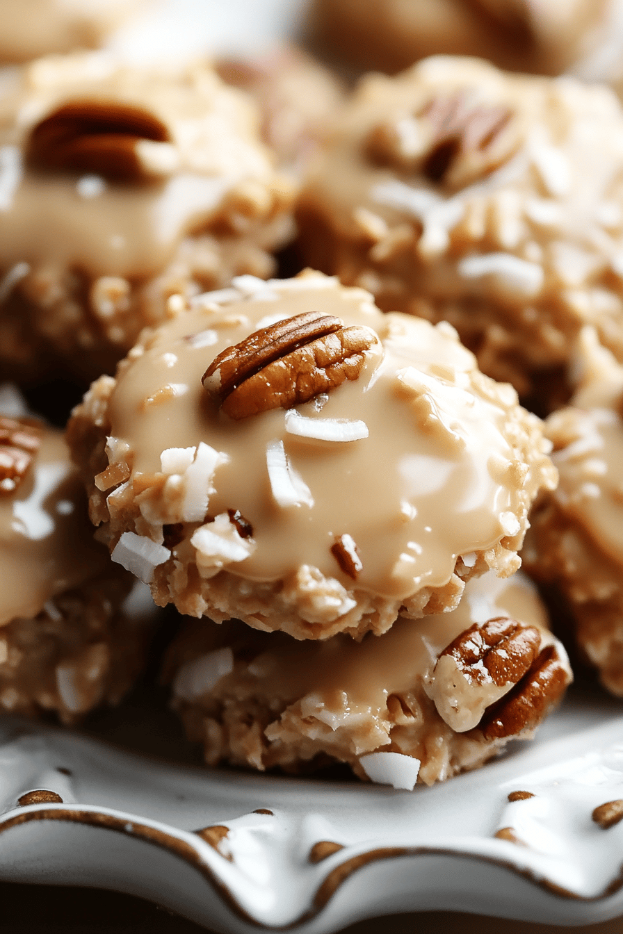 No-Bake Coconut Pecan Praline final dish beautifully presented and ready to serve