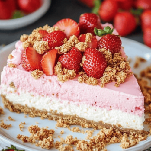 No-Bake Strawberry Crunch Cheesecake