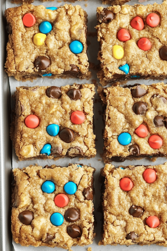No Flour Monster Cookie Bars