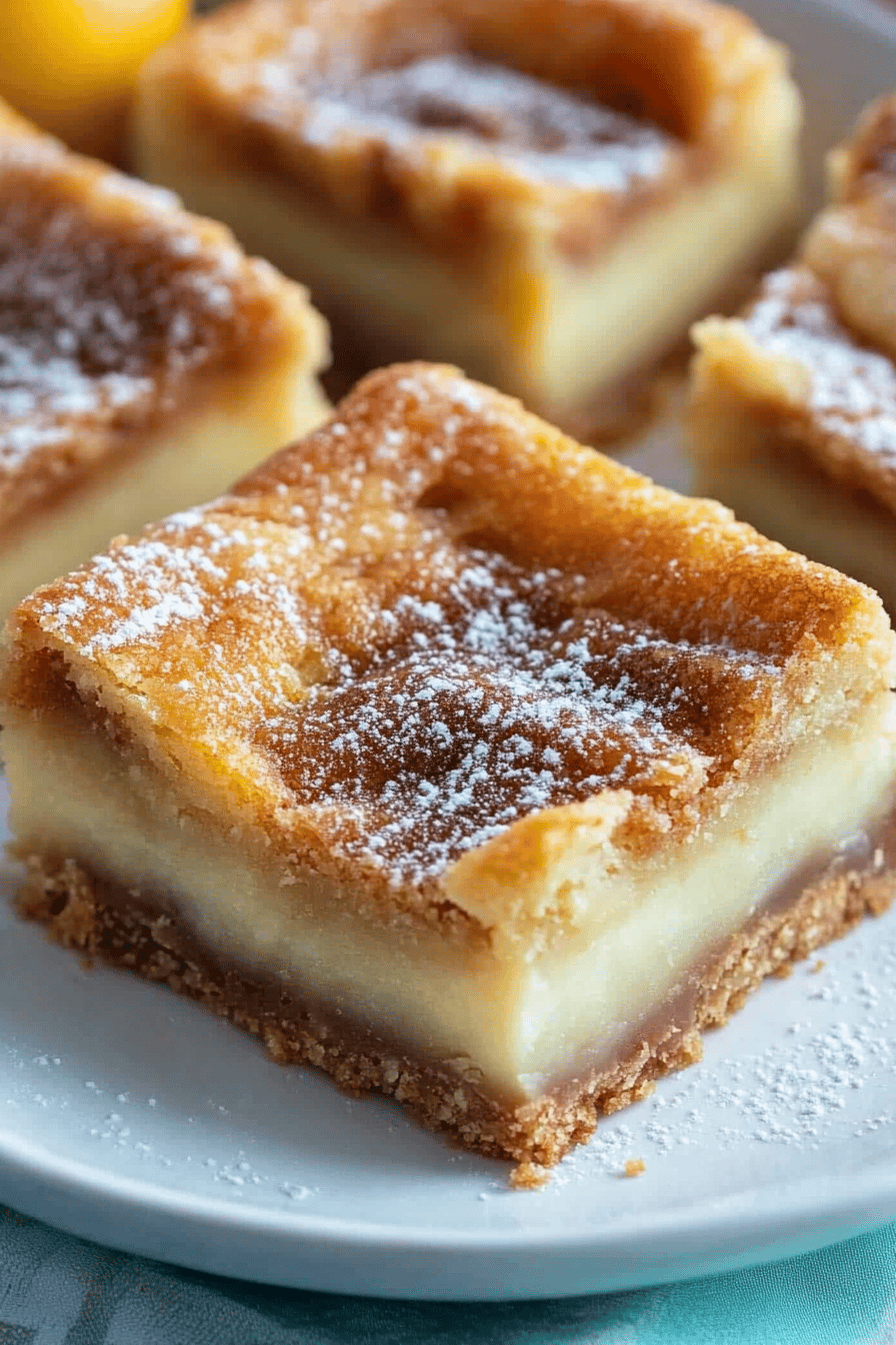 Ooey Gooey Bars Recipe slice on plate showing perfect texture and swirl pattern