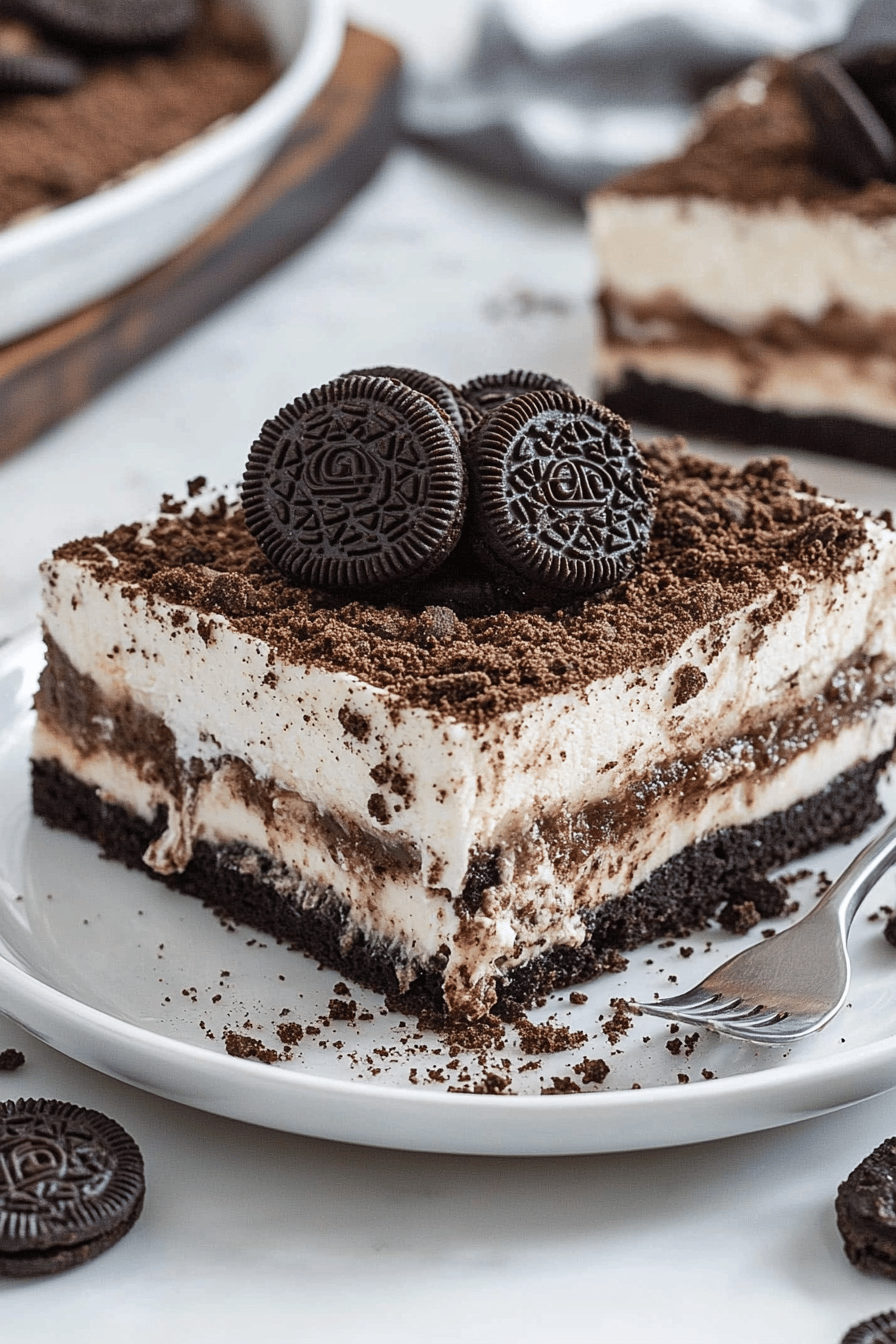 Oreo Lasagna Dessert ingredients organized and measured on kitchen counter