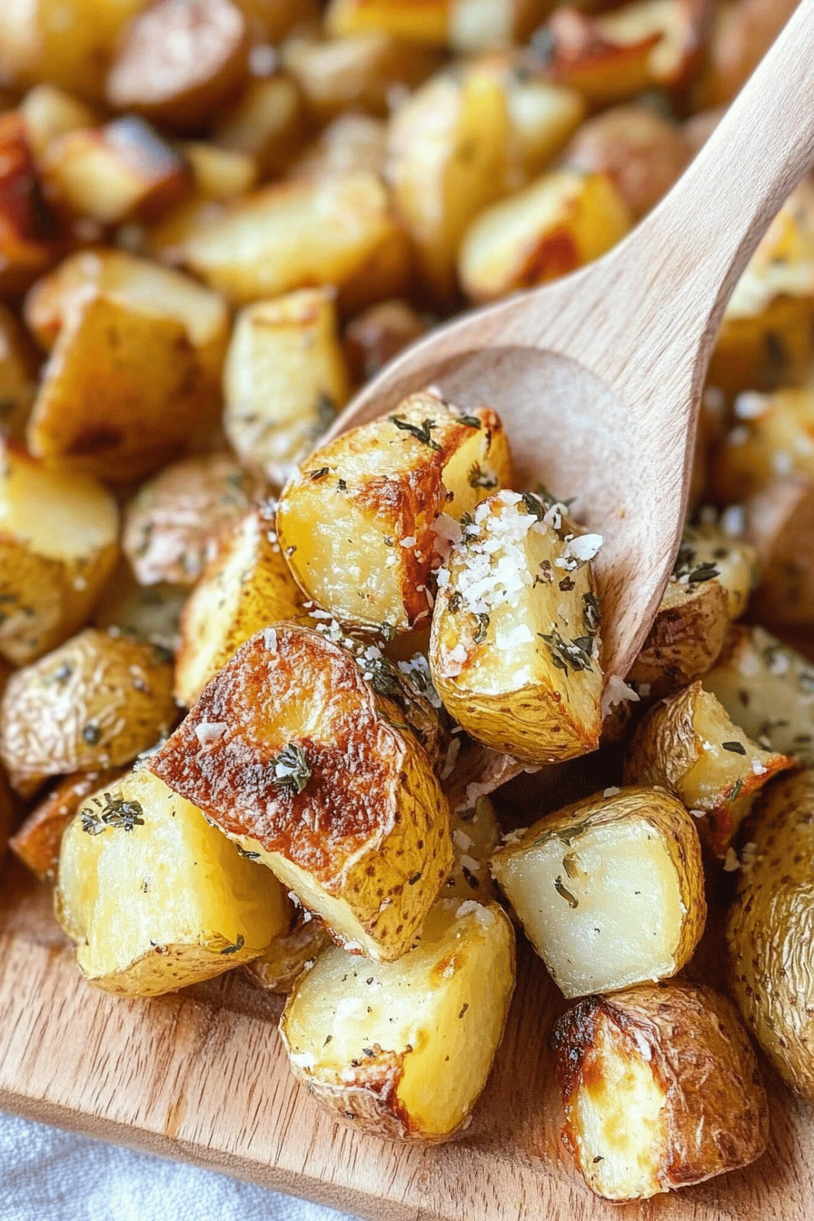 Parmesan Roasted Potatoes ingredients organized and measured on kitchen counter