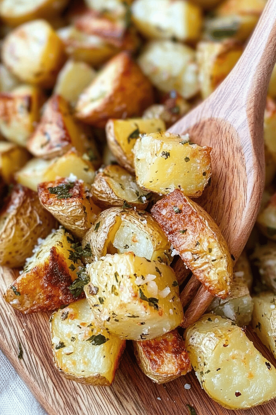 Parmesan Roasted Potatoes slice on plate showing perfect texture and swirl pattern