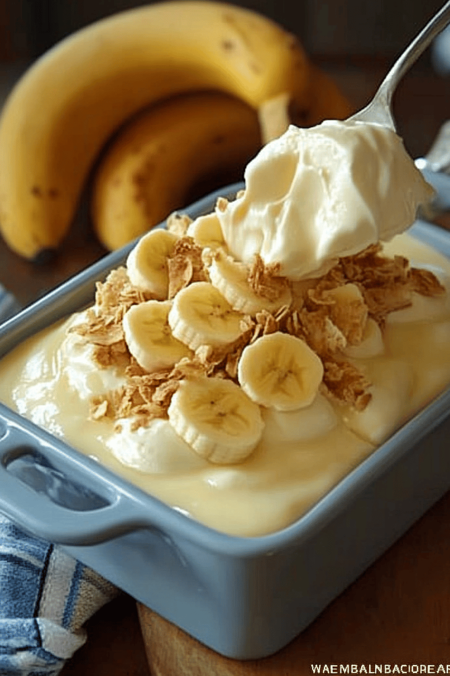 Paula Deen's Banana Pudding final dish beautifully presented and ready to serve